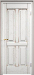 Межкомнатная дверь из массива дуба Д15 ПГ (Белый грунт с патиной Орех)