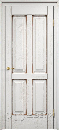 Межкомнатная дверь из массива дуба Д15 ПГ (Белый грунт с патиной Орех)