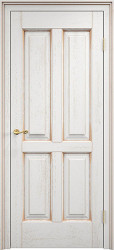 Межкомнатная дверь из массива дуба Д15 ПГ (Белый грунт с патиной Золото)