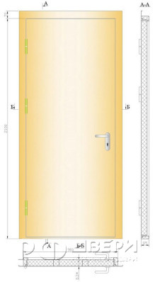 Противопожарная дверь двухстворчатая остекленная ДДП Е-30 (Дуб)