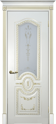 Межкомнатная дверь Смальта 11 ПО (Слоновая Кость RAL 1013 Патина Золото/Белое)