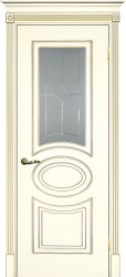 Межкомнатная дверь Смальта 03 ПО (Слоновая Кость RAL 1013 Патина золото/Белое)