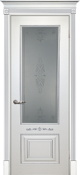 Межкомнатная дверь Смальта 04 ПО (Белый RAL 9003 Патина Серебро/Белое)