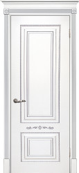 Межкомнатные двери Смальта 04 ПГ (Белый RAL 9003 Патина Серебро)