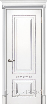 Межкомнатные двери Смальта 04 ПГ (Белый RAL 9003 Патина Серебро)