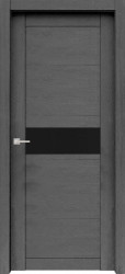 Межкомнатная дверь Велюкс 02 ПО (Ясень Грей/Черный Лакобель)