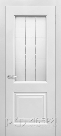 Межкомнатная дверь Роял-2 ПО (Белый/Сатинато с гравировкой)