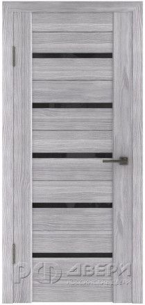 Межкомнатная дверь Владимирская Лайн 1 ПО (Дуб серый / Черное стекло)