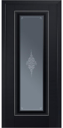 Межкомнатная дверь 24U серебро (Черный матовый/Кристалл графит)