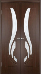 Межкомнатная распашная дверь Лотос ПО (Венге/Белое художественное)
