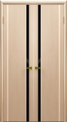 Межкомнатная распашная дверь Синай 1 ПО (Беленый Дуб/Черное)