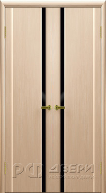 Межкомнатная распашная дверь Синай 1 ПО (Беленый Дуб/Черное)