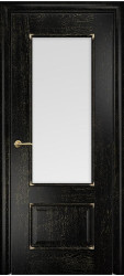 Межкомнатная дверь Марсель ПО (Эмаль черная/Патина золото/Сатинат белый)