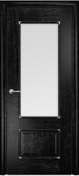 Межкомнатная дверь Марсель ПО (Эмаль черная/Патина серебро/Сатинат белый)