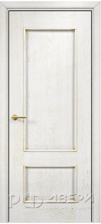 Межкомнатная дверь Марсель Глухая (Эмаль белая с патиной золото) фабрики Оникс