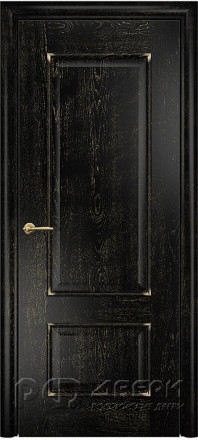 Межкомнатная дверь Марсель ПГ (Эмаль черная/Патина золото)