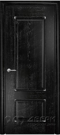 Межкомнатная дверь Марсель ПГ (Эмаль черная/Патина серебро)