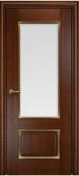 Межкомнатная дверь Марсель ПО (Красное дерево/Отделка золотом/Сатинат белый)