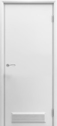 Межкомнатная дверь пластиковая гладкая Aquadoor с вентиляционной решеткой ПГ (Белая)