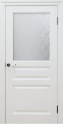 Межкомнатная дверь Гранд 3 остекленная (Белая RAL 9003/Сатинат)