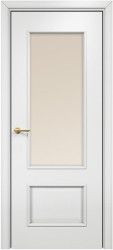 Межкомнатная дверь Марсель Остекленная (Эмаль белая МДФ/Сатинат бронза) фабрики Оникс
