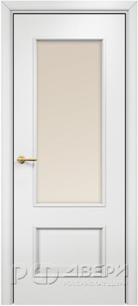 Межкомнатная дверь Марсель Остекленная (Эмаль белая МДФ/Сатинат бронза) фабрики Оникс