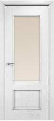 Межкомнатная дверь Марсель Остекленная (Эмаль белая/Патина серебро/Сатинат бронза) фабрики Оникс