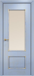 Межкомнатная дверь Марсель ПО (Эмаль голубая/Патина золото/Сатинат бронза)