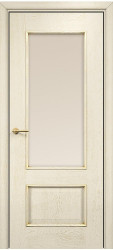 Межкомнатная дверь Марсель Остекленная (Эмаль слоновая кость/Патина золото/Сатинат бронза) фабрики Оникс