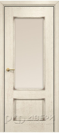 Межкомнатная дверь Марсель Остекленная (Эмаль слоновая кость/Патина коричневая/Сатинат бронза) фабрики Оникс