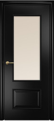 Межкомнатная дверь Марсель Остекленная (Эмаль черная МДФ/Сатинат бронза) фабрики Оникс