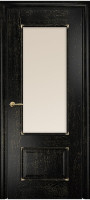Дверь Марсель ПО (Эмаль черная/Патина золото/Сатинат бронза)