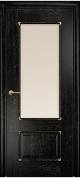 Межкомнатная дверь Марсель Остекленная (Эмаль черная/Патина золото/Сатинат бронза) фабрики Оникс