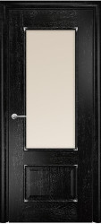 Межкомнатная дверь Марсель Остекленная (Эмаль черная/Патина серебро/Сатинат бронза) фабрики Оникс