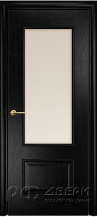 Межкомнатная дверь Марсель Остекленная (Эмаль черная по ясеню/Сатинат бронза) фабрики Оникс