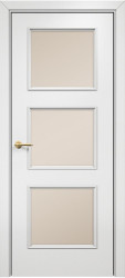 Межкомнатная дверь Турин Остекленная (Эмаль белая МДФ/Сатинат бронза) фабрики Оникс
