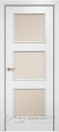 Межкомнатная дверь Турин Остекленная (Эмаль белая МДФ/Сатинат бронза) фабрики Оникс