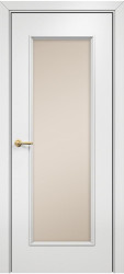 Межкомнатная дверь Турин Остекленная (Эмаль белая по ясеню/Сатинат бронза) фабрики Оникс