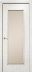 Межкомнатная дверь Турин Остекленная (Эмаль белая/Патина золото/Сатинат бронза) фабрики Оникс