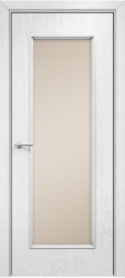 Межкомнатная дверь Турин Остекленная (Эмаль белая/Патина серебро/Сатинат бронза) фабрики Оникс