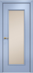 Межкомнатная дверь Турин ПО (Эмаль голубая МДФ/Сатинат бронза)