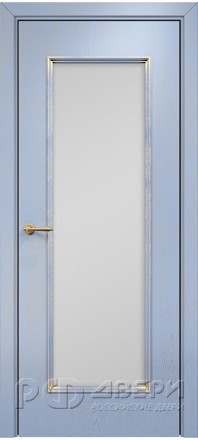 Межкомнатная дверь Турин ПО (Эмаль голубая/Патина золото/Сатинат белый)