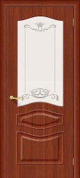 Межкомнатная дверь ПВХ покрытие Модена Остекленная (Итальянский Орех) 