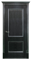 Межкомнатная дверь Гранд ПГ (Черная/Патина серебро)