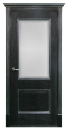 Межкомнатная дверь Гранд со стеклом (Черная/Патина серебро)