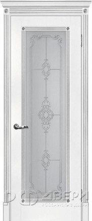 Межкомнатная дверь Флоренция-1 (Белый/Патина Серебро/Сатинат)