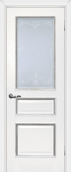 Межкомнатная дверь Мурано-2 (Белый/Патина Серебро/Сатинат)
