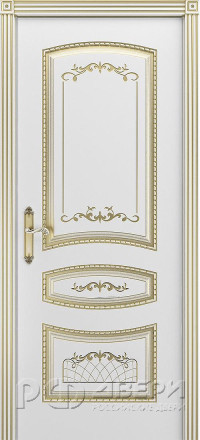 Межкомнатная дверь Соната-В3 ПГ (Белая/Патина золото)