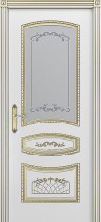 Межкомнатная дверь Соната-В3 ПО (Белая/Патина золото)