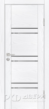 Межкомнатная дверь PSM-6 (Дуб скай белый/Черный лакобель)